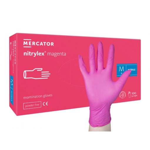 Gumikesztyű Mercator Magenta M 100db Rózsaszín Nitril